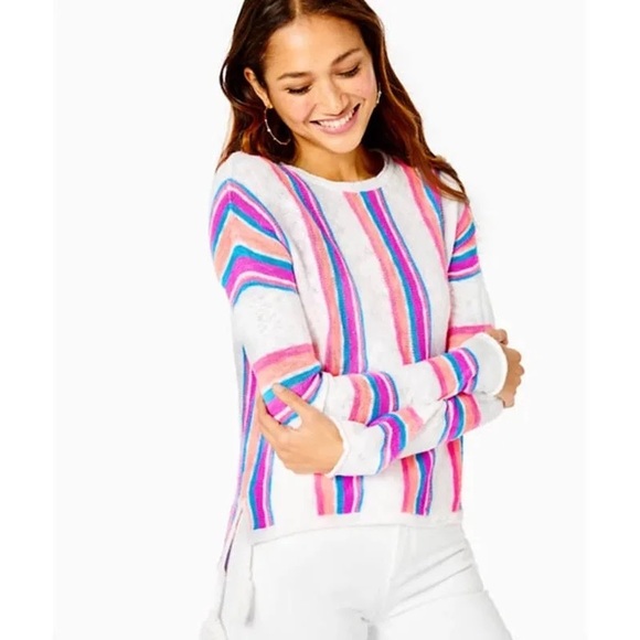 Lilly Pulitzer Rozalia Sweater Amethyst Paradise Island Stripe Size S - Picture 3 of 7